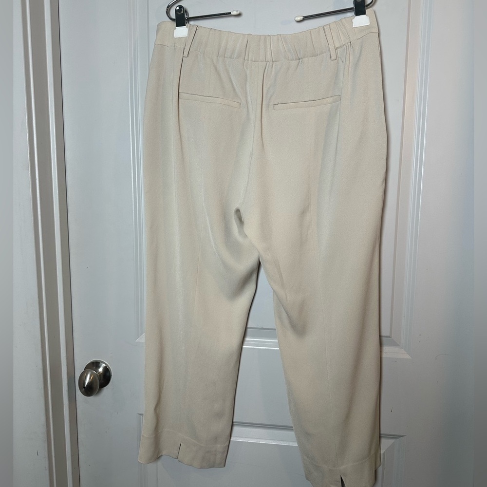 Vince Ankle Pull On Pleated Straight Leg Lightweight Cream Pants, Large - Picture 3 of 10